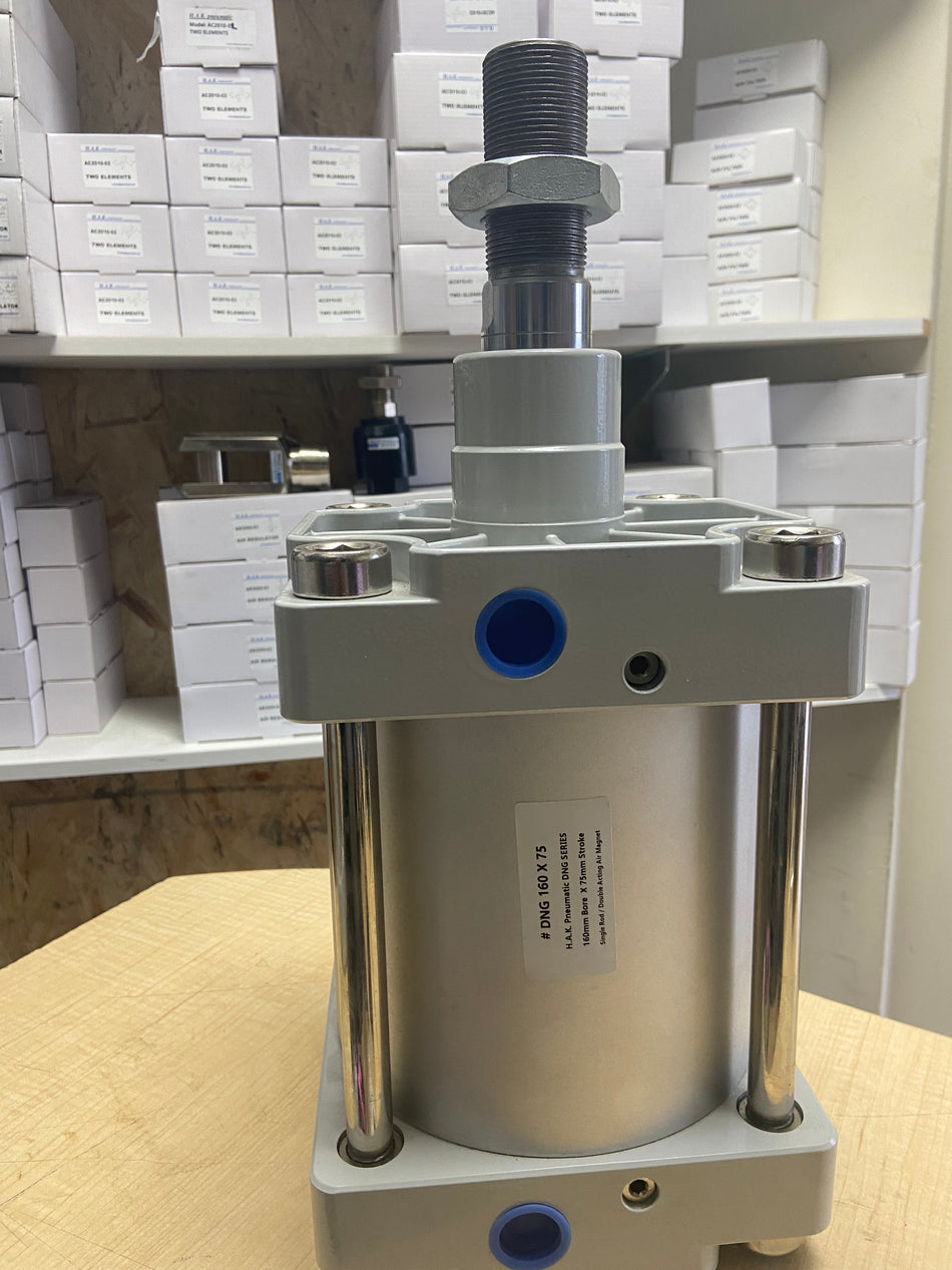 HAK Pneumatic DNG Series ISO 15552 Air Cylinder – 160mm Bore, Magnetic, Double Acting, ISO 6431 Standard Pneumatic Cylinder