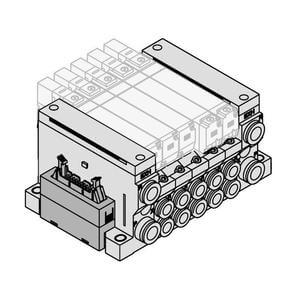 VV5Q21-J, 2000 Series, Base Mounted Manifold, Plug-in Type, Flat Ribbon Cable