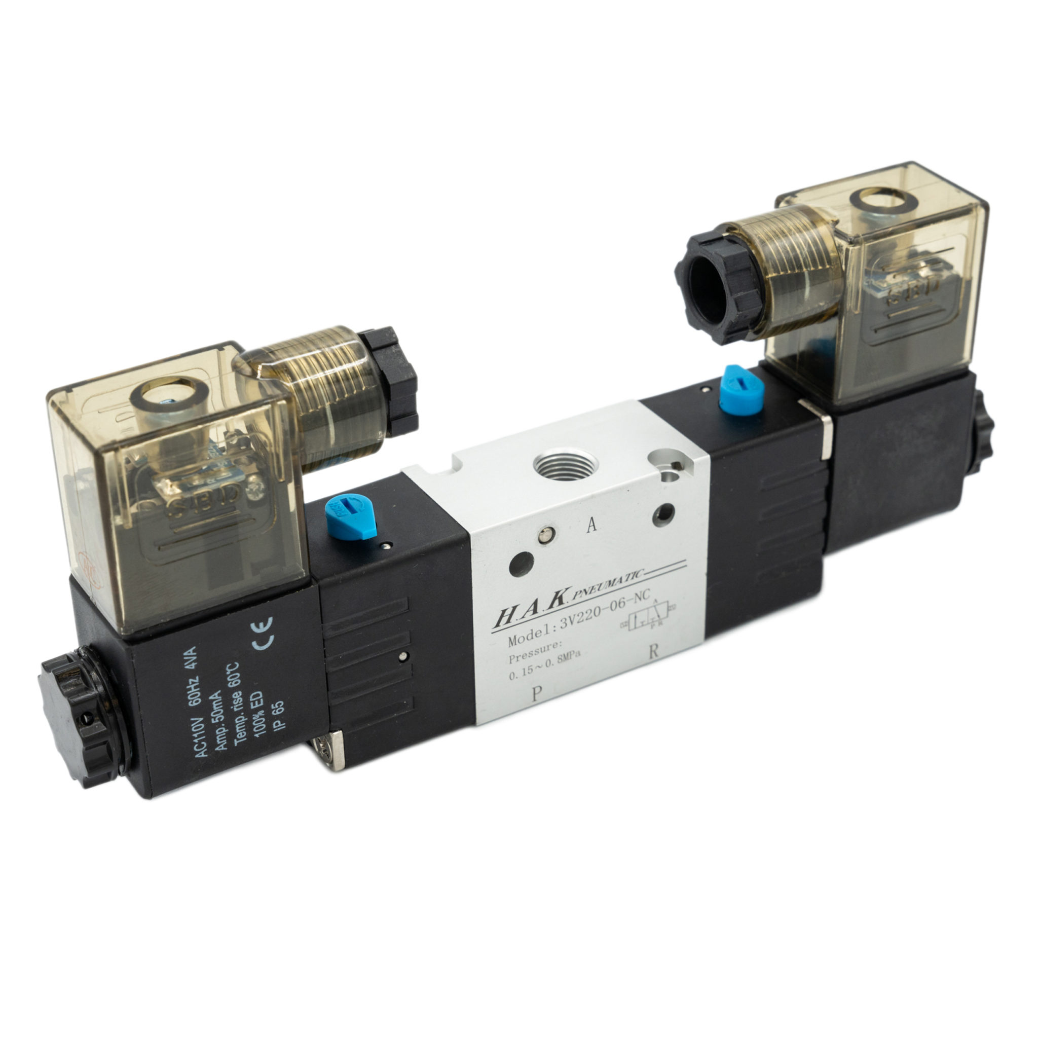 3W/3P/2P Double Coil Solenoid Valve, NPT 1/8” (3V220-06)