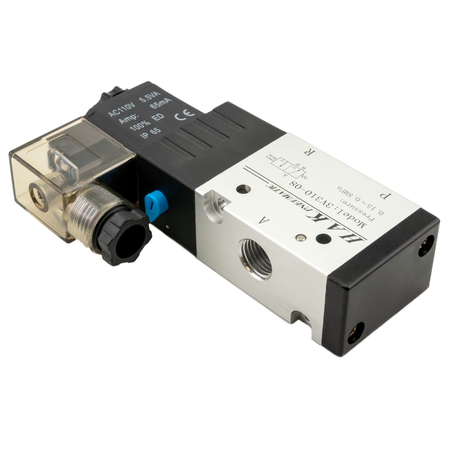 Directional 3 Way Single Coil Solenoid Valve, 3V310-08 - HAK