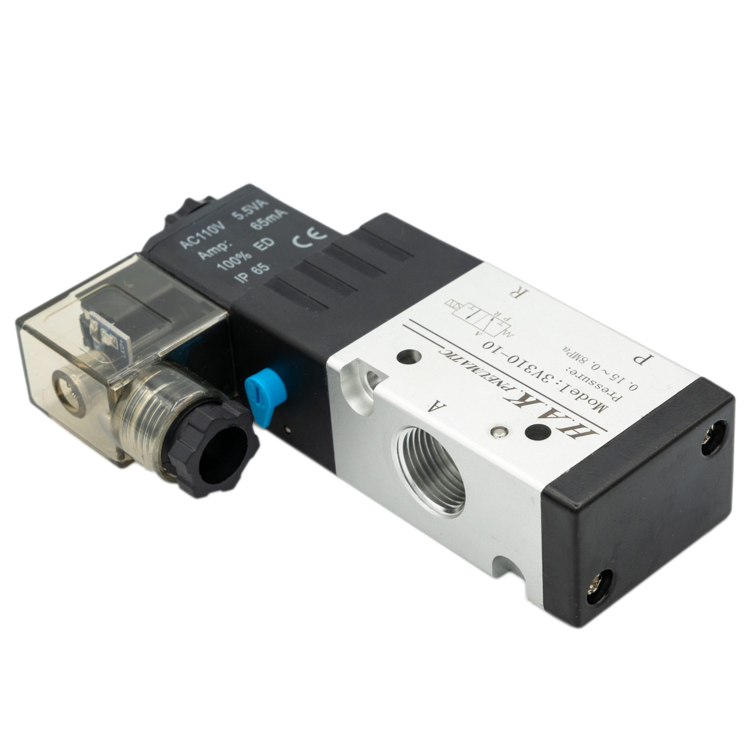 3 Way Single-Coil Solenoid Valve, NPT 3/8” (3V310-10) - HAK