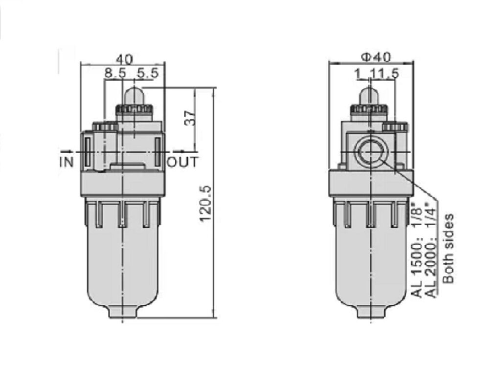 Pneumatic Lubricator: 1 4